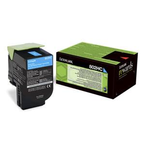 LEXMARK originál toner CX410/CX510  802HC 3K CYAN - 80C2HC0