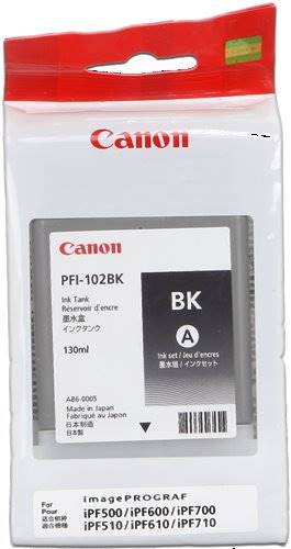 CANON Originál PFI-102BK black iPF 500/510/600/605/610/650/655/700/710/720/750/755/760/765