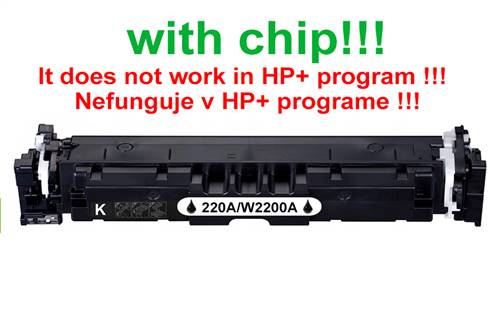 Kompatibilný toner pre HP 220A/W2200A-Plne funkčný čip! Black. Nefunkčné v programe HP+ 2000 strán
