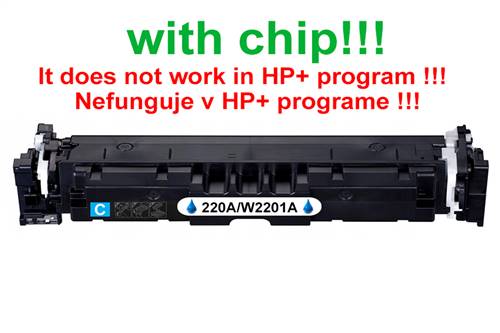 Kompatibilný toner pre HP 220A/W2201A-Plne funkčný čip! Cyan. Nefunkčné v programe HP 1800 strán