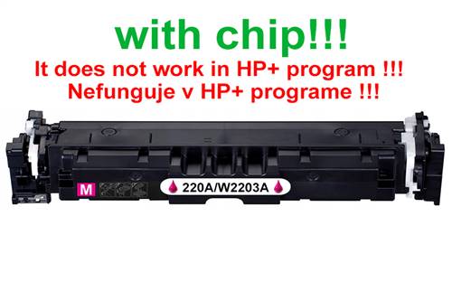 Kompatibilný toner pre HP 220A/W2203A-Plne funkčný čip! Magenta. Nefunkčné v programe HP+ 1800 strán