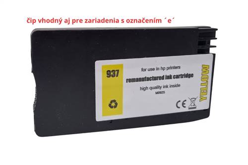 Renovovaná kazeta pre HP 937 /4S6W4NE s funkčným čipom Yellow Premium 800 strán